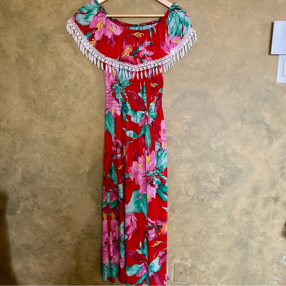 Ruby Toonies Floral Off the Shoulder Maxi Dress